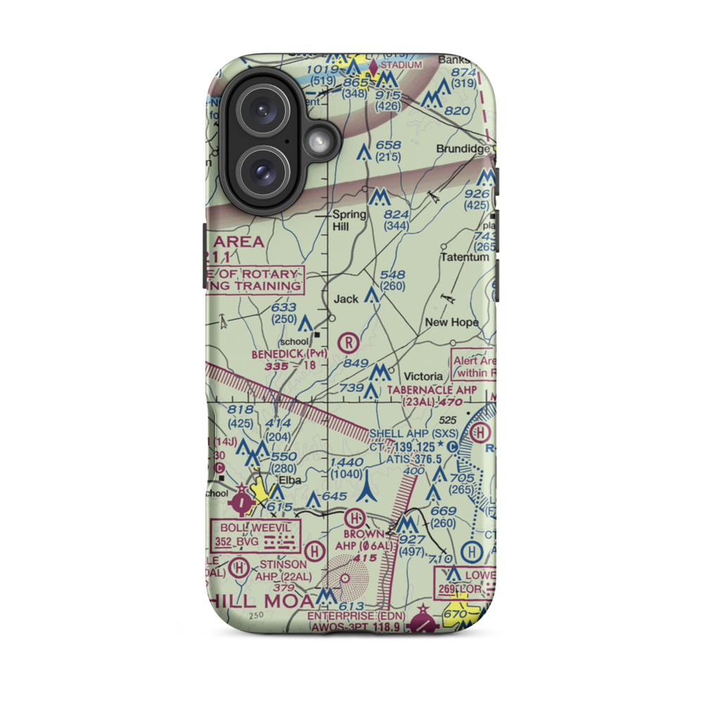 Benedick Airport (AL37) VFR Sectional  Tough iPhone Case iPhone 16 Plus model shown