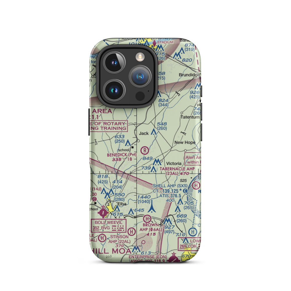 Benedick Airport (AL37) VFR Sectional  Tough iPhone Case iPhone 16 Pro model shown