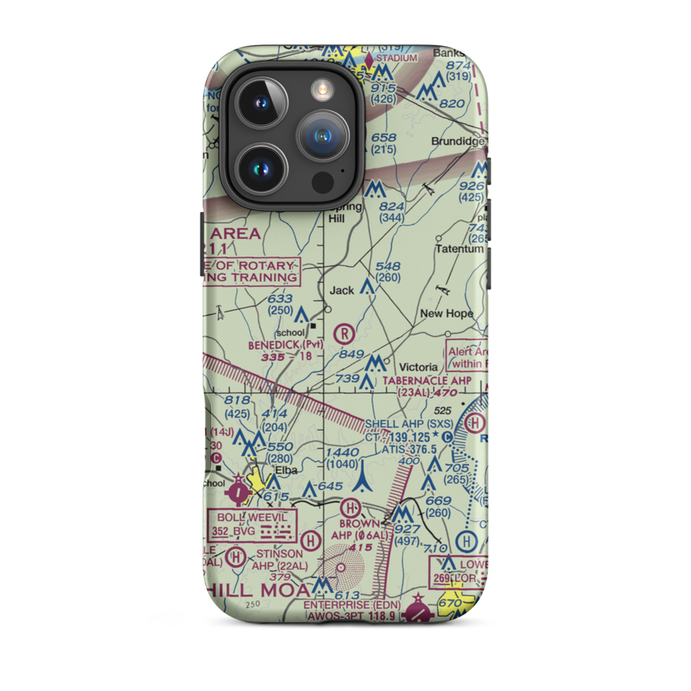Benedick Airport (AL37) VFR Sectional  Tough iPhone Case iPhone 16 Pro Max model shown