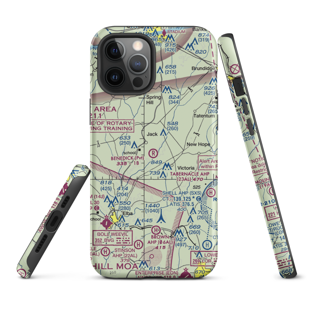 Benedick Airport (AL37) VFR Sectional  Tough iPhone Case iPhone 12 Pro Max model shown