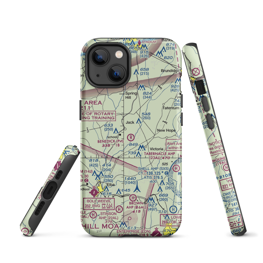 Benedick Airport (AL37) VFR Sectional  Tough iPhone Case iPhone 13 model shown