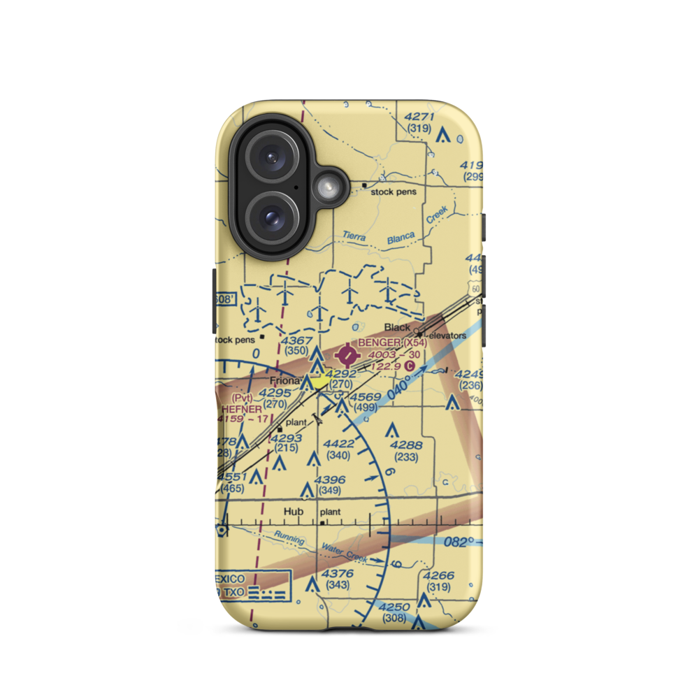 Benger Air Park (X54) VFR Sectional  Tough iPhone Case iPhone 16 model shown