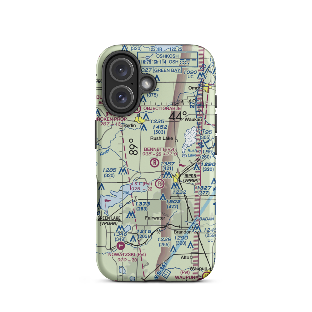 Bennet Field (WI67) VFR Sectional  Tough iPhone Case iPhone 16 model shown