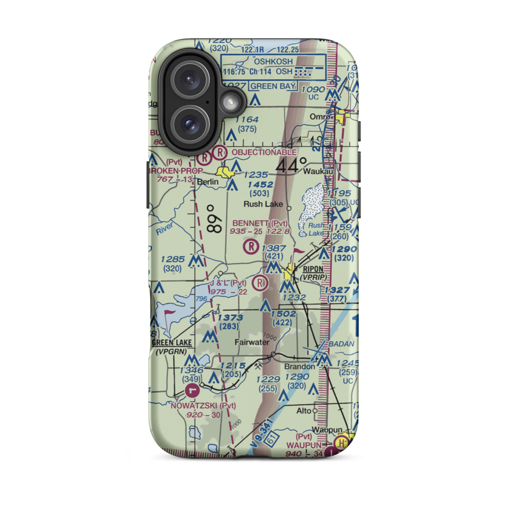 Bennet Field (WI67) VFR Sectional  Tough iPhone Case iPhone 16 Plus model shown