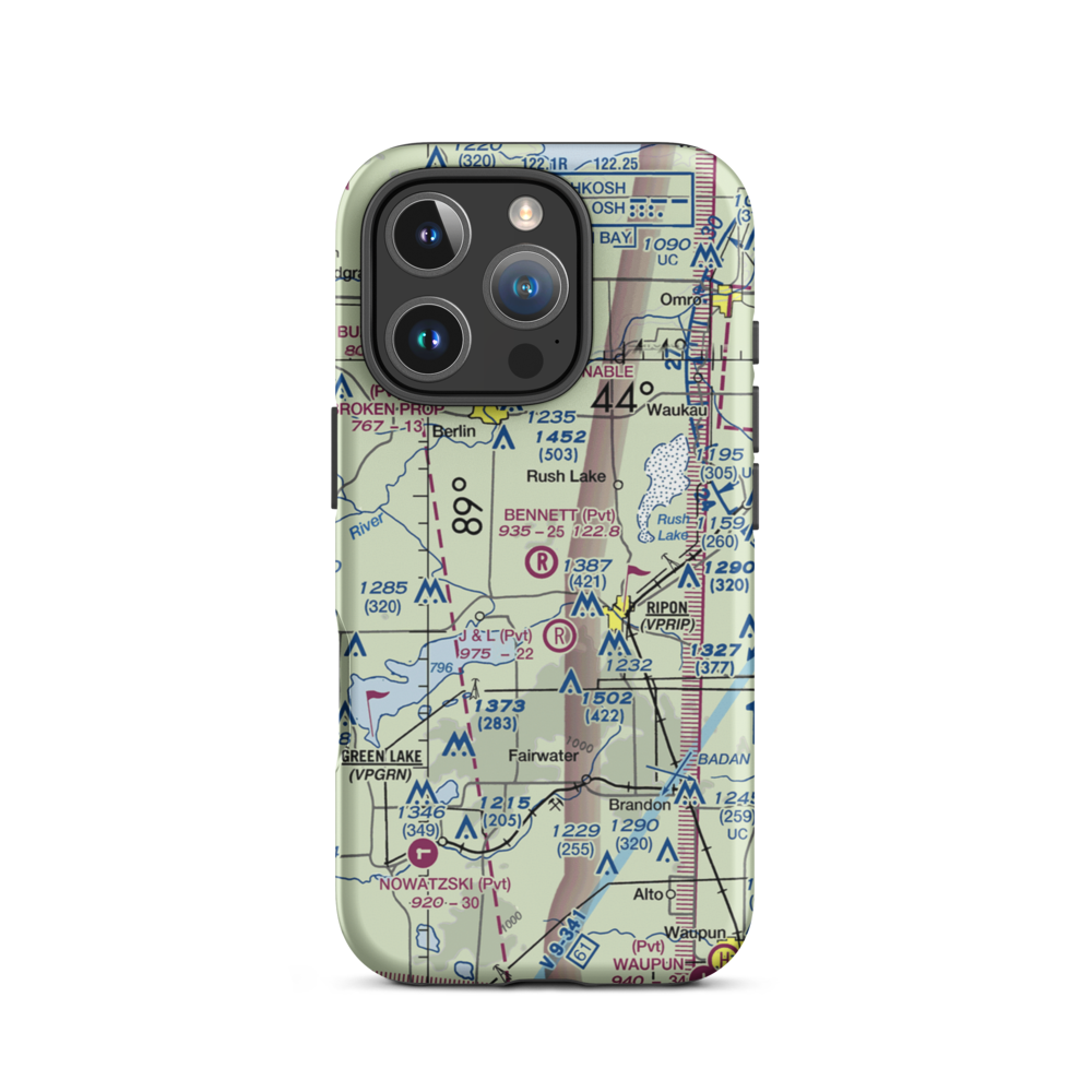 Bennet Field (WI67) VFR Sectional  Tough iPhone Case iPhone 16 Pro model shown