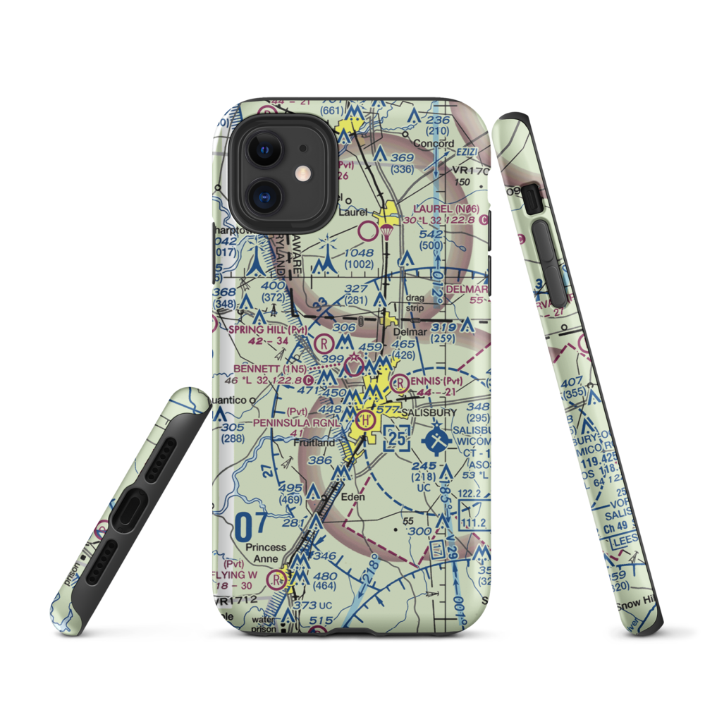 Bennett Airport (1N5) VFR Sectional  Tough iPhone Case iPhone 11 model shown
