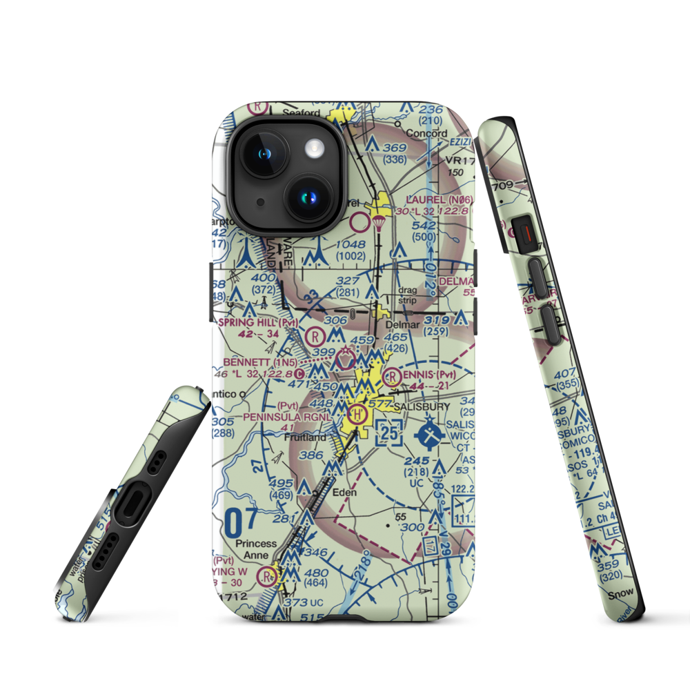 Bennett Airport (1N5) VFR Sectional  Tough iPhone Case iPhone 15 model shown