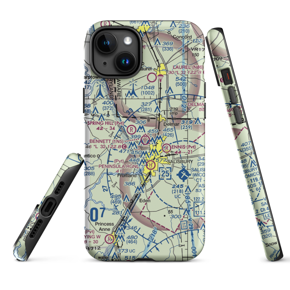Bennett Airport (1N5) VFR Sectional  Tough iPhone Case iPhone 15 Plus model shown