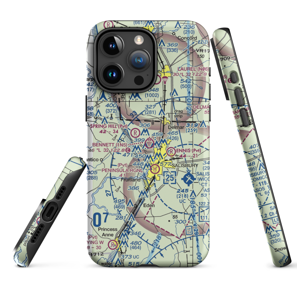 Bennett Airport (1N5) VFR Sectional  Tough iPhone Case iPhone 15 Pro Max model shown
