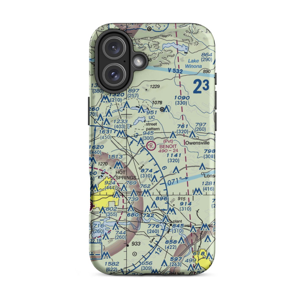 Benoit Airfield (77AR) VFR Sectional  Tough iPhone Case iPhone 16 Plus model shown