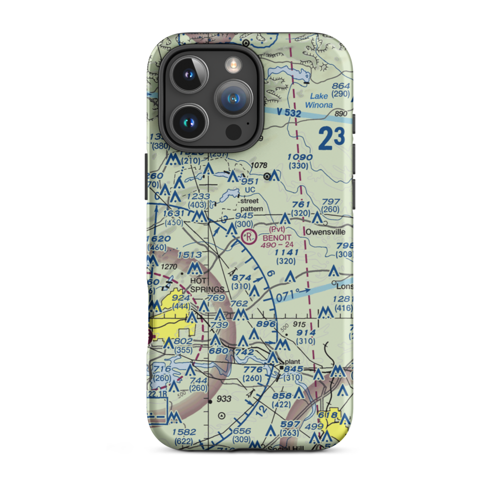 Benoit Airfield (77AR) VFR Sectional  Tough iPhone Case iPhone 16 Pro Max model shown