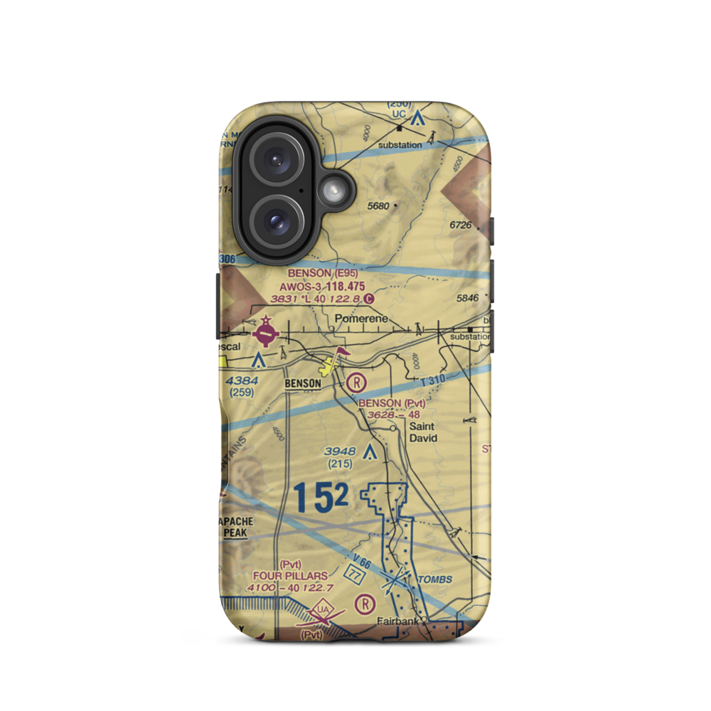 Benson Airport (31AZ) VFR Sectional  Tough iPhone Case iPhone 16 model shown