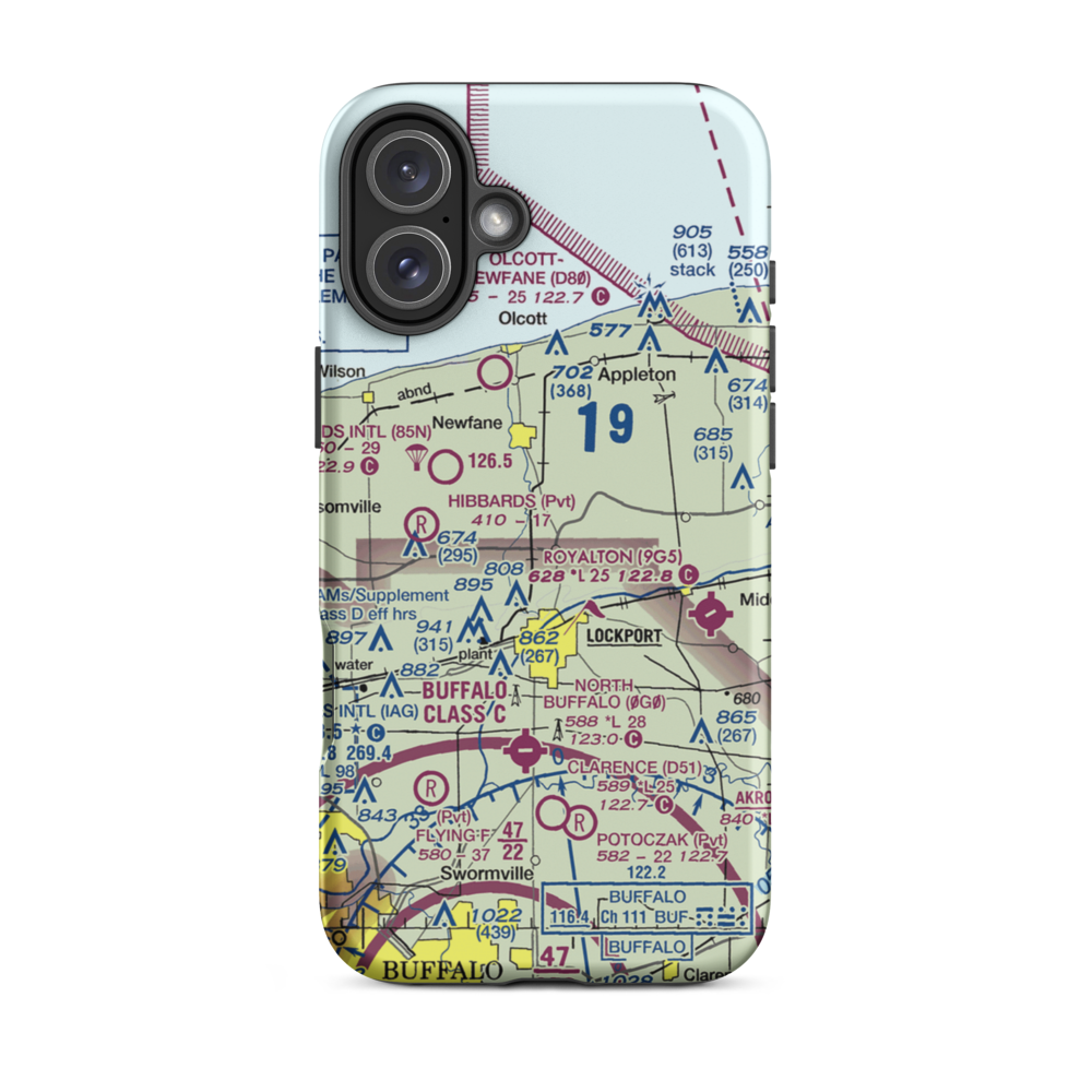 Bent-Wing Airport (59NY) VFR Sectional  Tough iPhone Case iPhone 16 Plus model shown