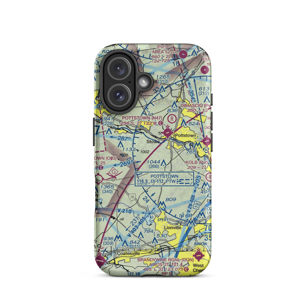 Bentley Airport (1PN0) VFR Sectional  Tough iPhone Case iPhone 16 model shown