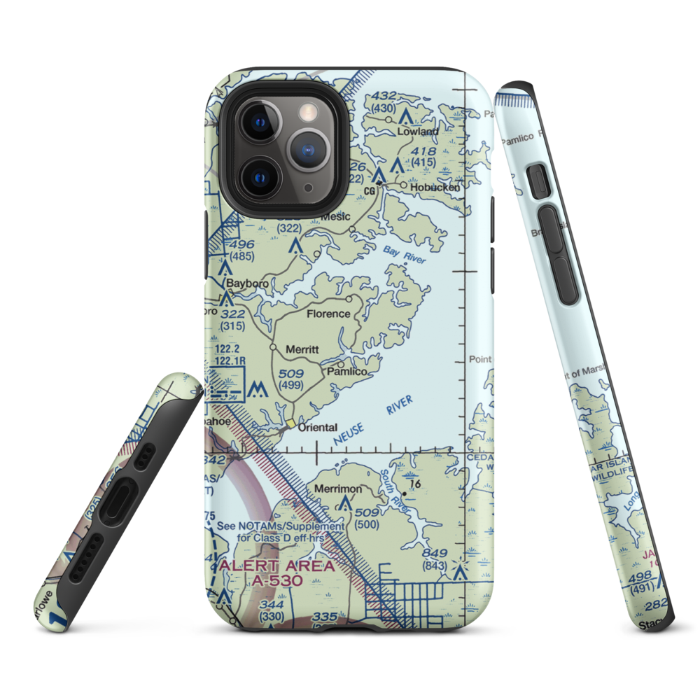 Benton Farm Airport (74NC) VFR Sectional  Tough iPhone Case iPhone 11 Pro model shown