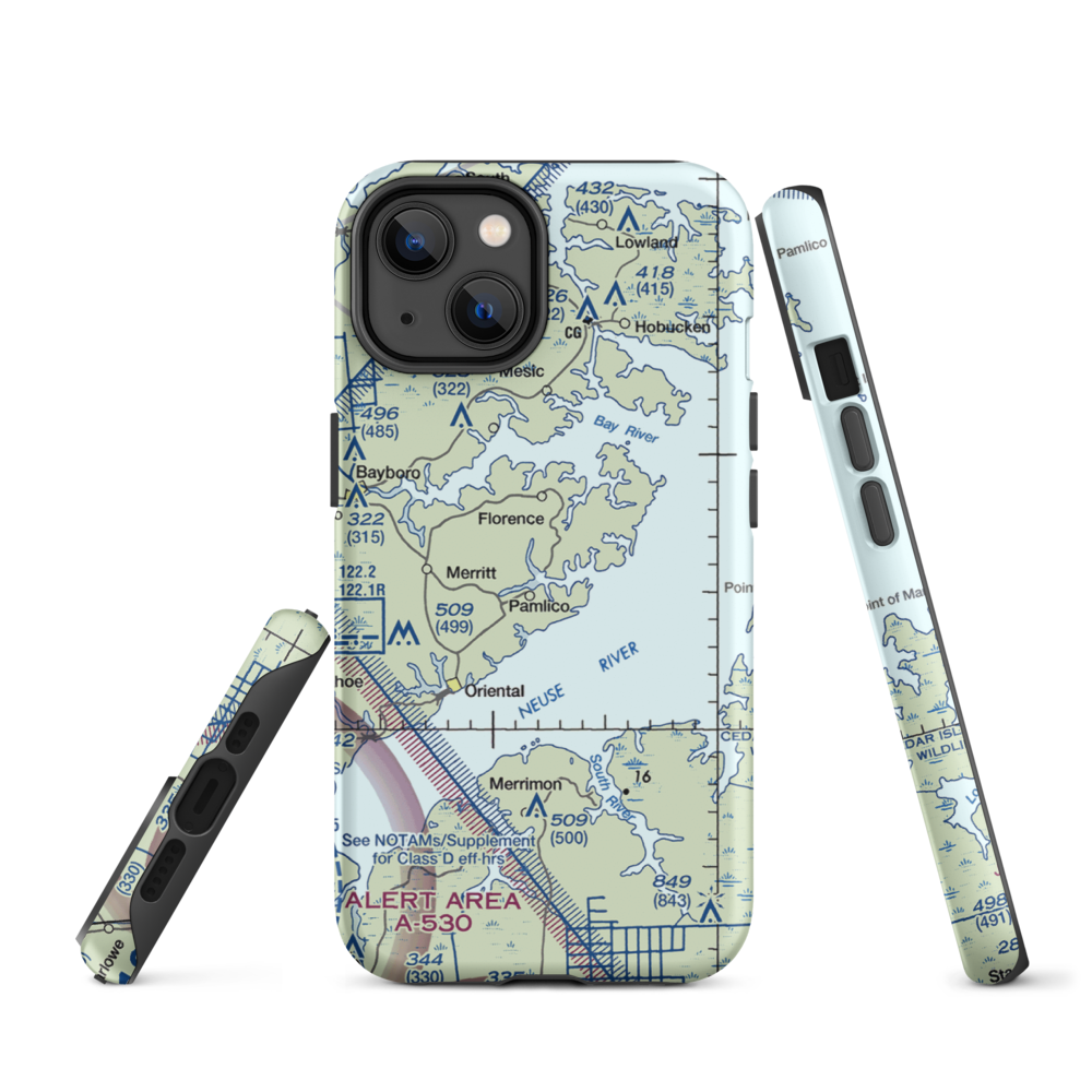 Benton Farm Airport (74NC) VFR Sectional  Tough iPhone Case iPhone 14 model shown