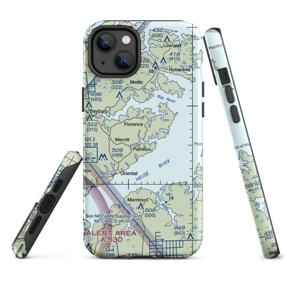 Benton Farm Airport (74NC) VFR Sectional  Tough iPhone Case iPhone 14 Plus model shown
