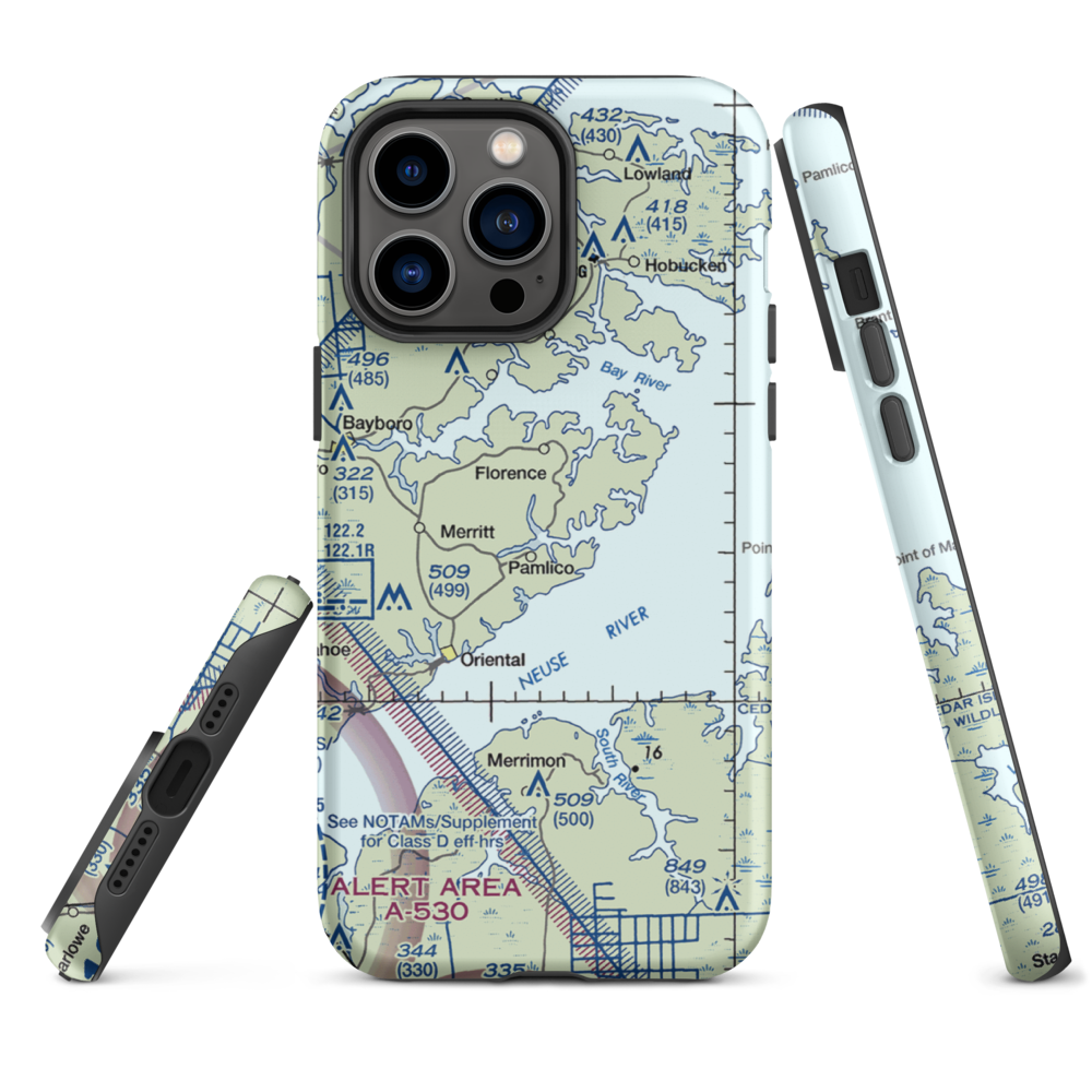 Benton Farm Airport (74NC) VFR Sectional  Tough iPhone Case iPhone 14 Pro Max model shown