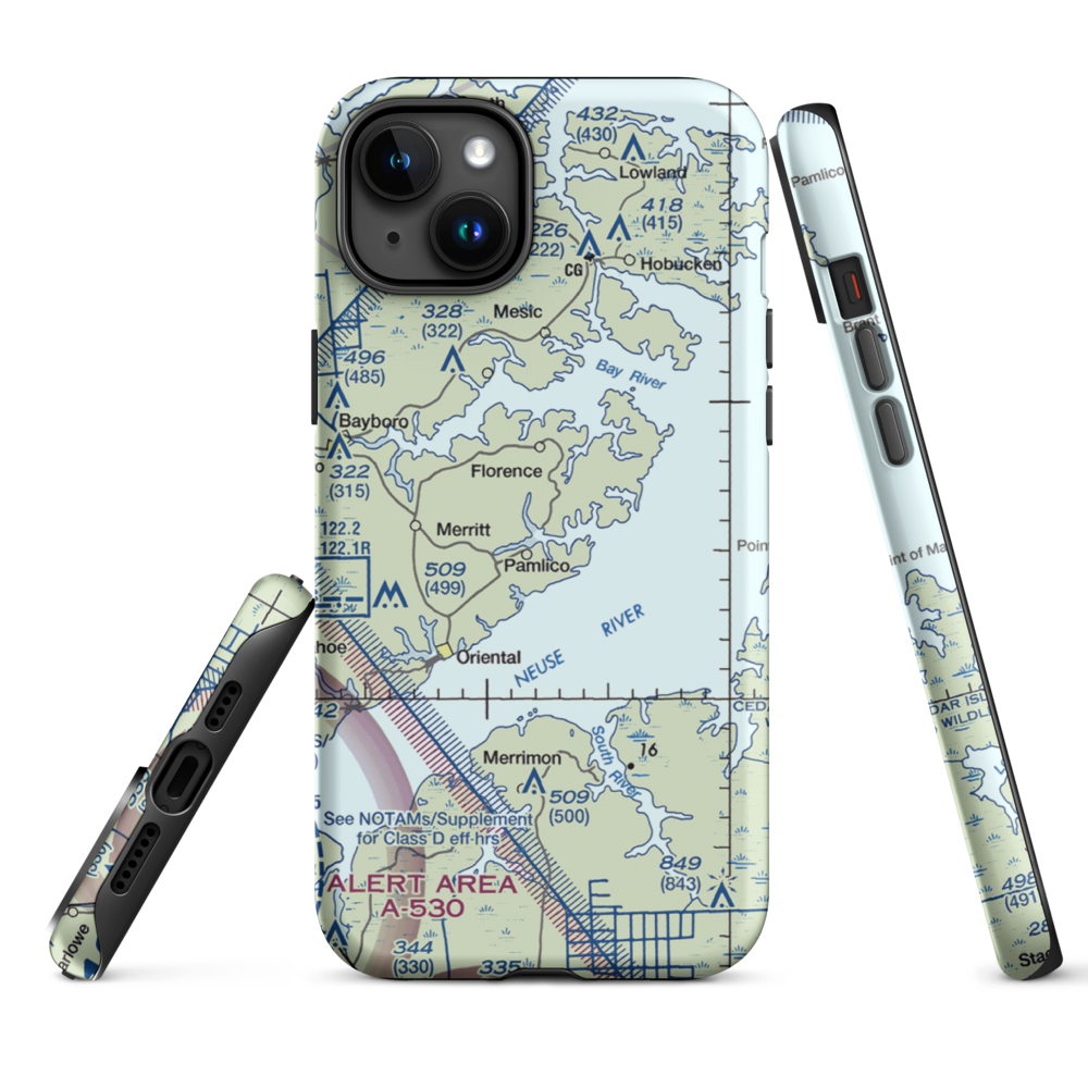 Benton Farm Airport (74NC) VFR Sectional  Tough iPhone Case iPhone 15 Plus model shown