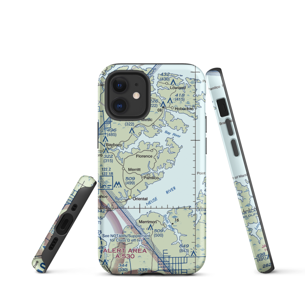 Benton Farm Airport (74NC) VFR Sectional  Tough iPhone Case iPhone 12 mini model shown