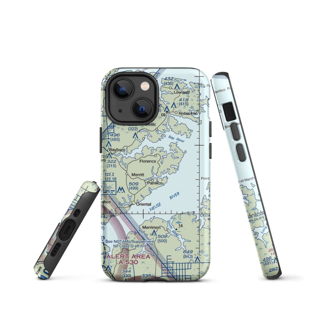 Benton Farm Airport (74NC) VFR Sectional  Tough iPhone Case iPhone 13 mini model shown