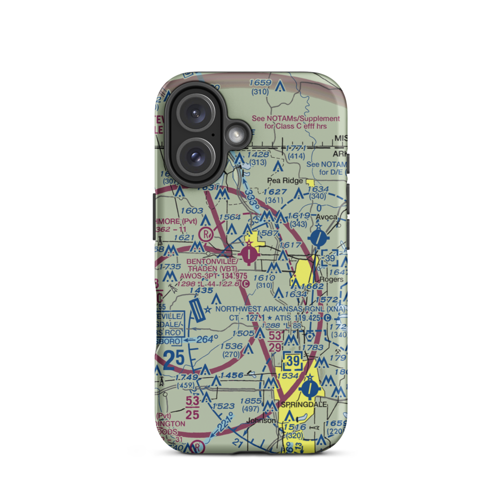 Bentonville Municipal-Louise M Thaden Field (VBT) VFR Sectional  Tough iPhone Case iPhone 16 model shown