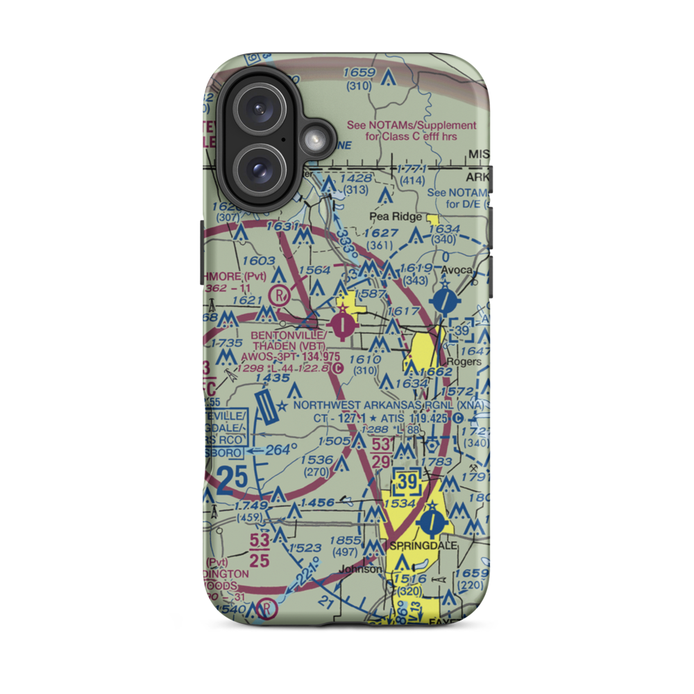 Bentonville Municipal-Louise M Thaden Field (VBT) VFR Sectional  Tough iPhone Case iPhone 16 Plus model shown