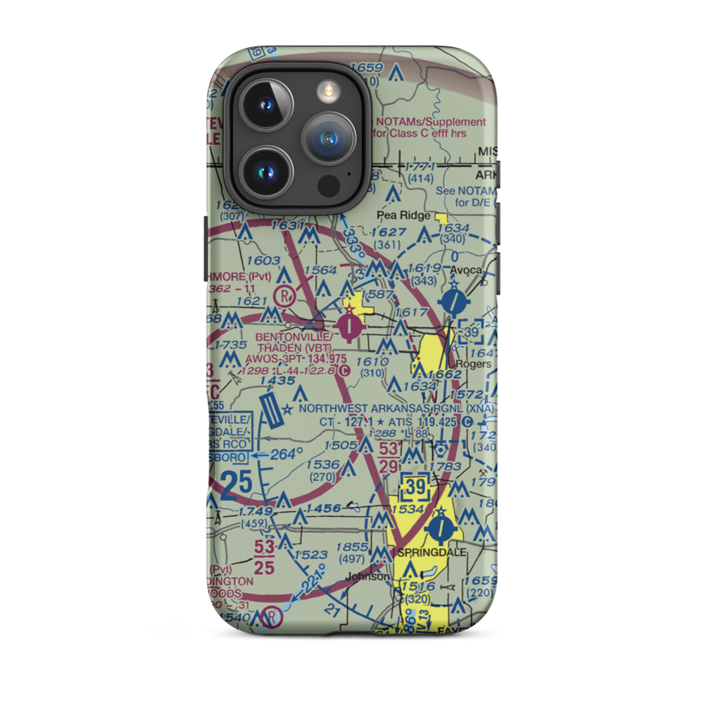 Bentonville Municipal-Louise M Thaden Field (VBT) VFR Sectional  Tough iPhone Case iPhone 16 Pro Max model shown