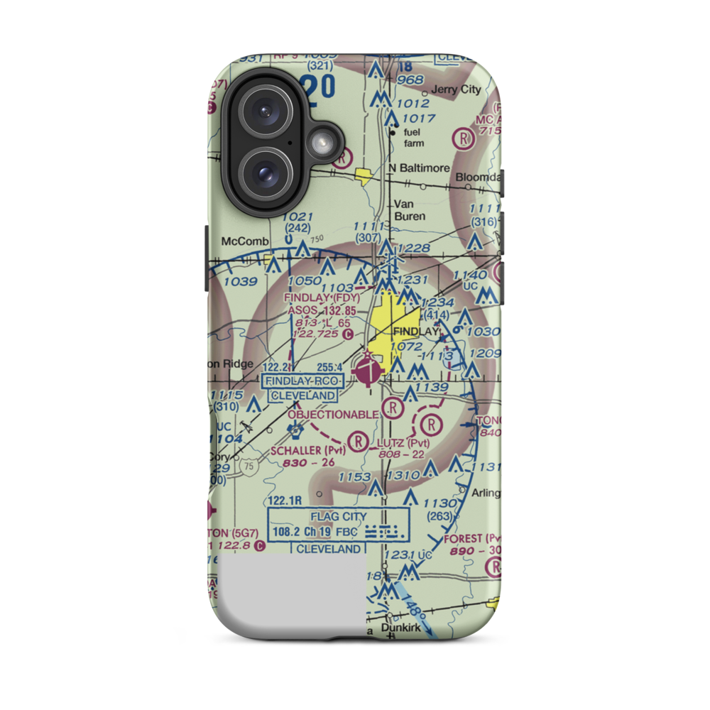 Berg Field (OH98) VFR Sectional  Tough iPhone Case iPhone 16 Plus model shown