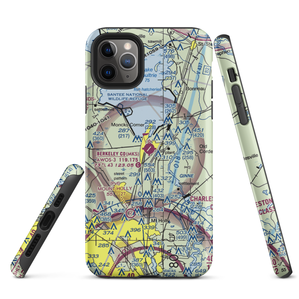 Berkeley County Airport (MKS) VFR Sectional  Tough iPhone Case iPhone 11 Pro Max model shown