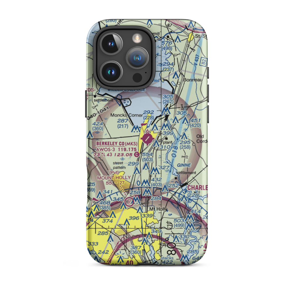 Berkeley County Airport (MKS) VFR Sectional  Tough iPhone Case iPhone 16 Pro Max model shown