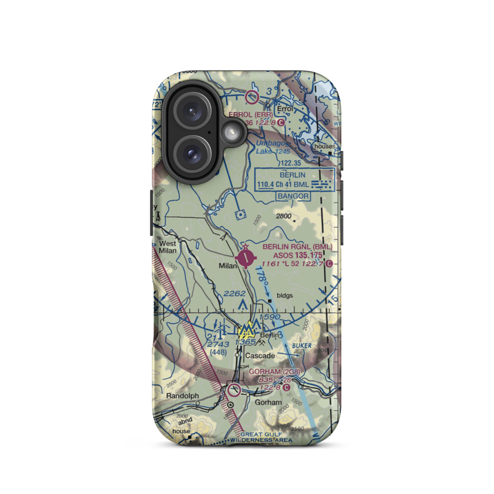 Berlin Regional Airport (BML) VFR Sectional  Tough iPhone Case iPhone 16 model shown