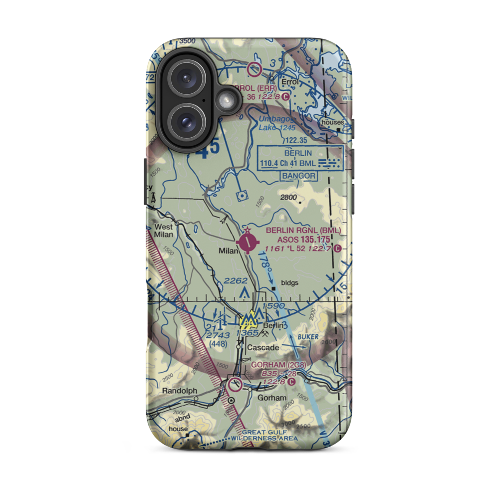 Berlin Regional Airport (BML) VFR Sectional  Tough iPhone Case iPhone 16 Plus model shown