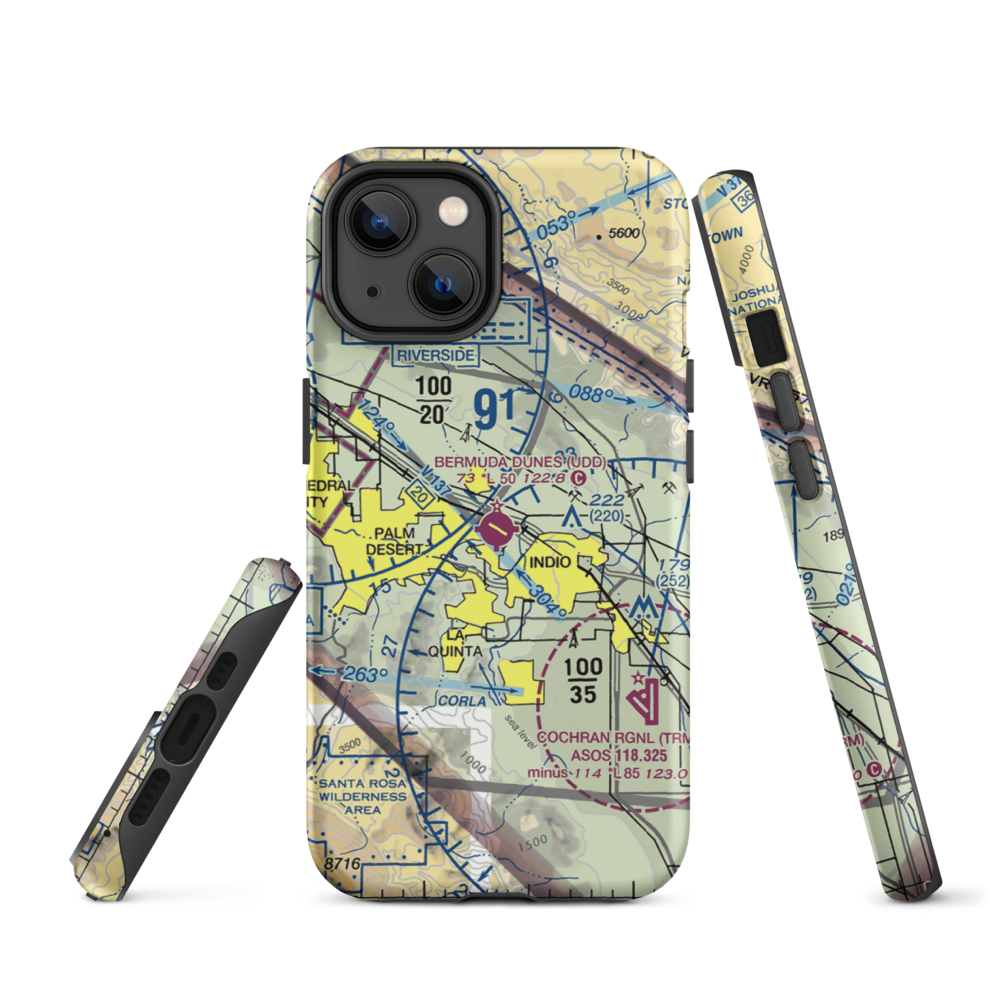 Bermuda Dunes Airport (UDD) VFR Sectional  Tough iPhone Case iPhone 14 model shown