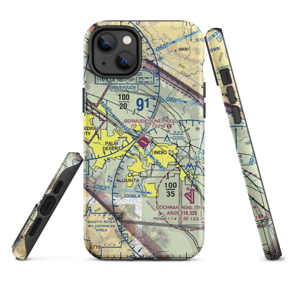 Bermuda Dunes Airport (UDD) VFR Sectional  Tough iPhone Case iPhone 14 Plus model shown
