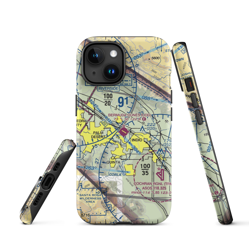 Bermuda Dunes Airport (UDD) VFR Sectional  Tough iPhone Case iPhone 15 model shown
