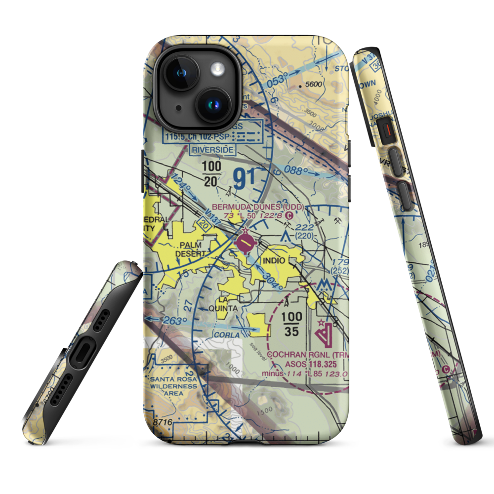 Bermuda Dunes Airport (UDD) VFR Sectional  Tough iPhone Case iPhone 15 Plus model shown