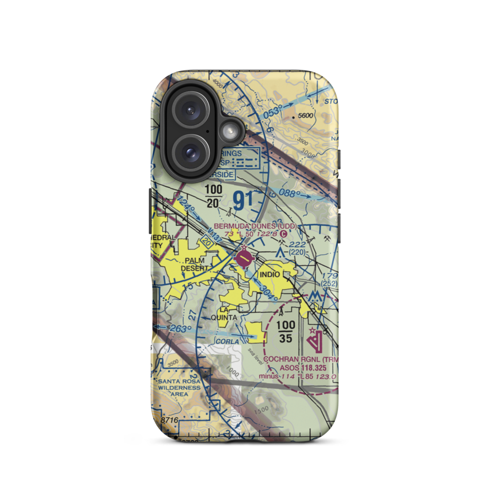 Bermuda Dunes Airport (UDD) VFR Sectional  Tough iPhone Case iPhone 16 model shown