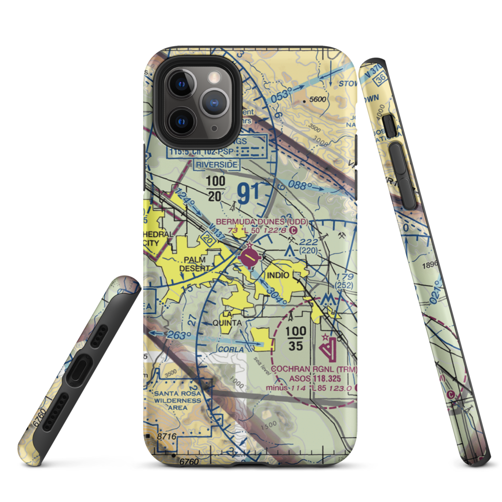Bermuda Dunes Airport (UDD) VFR Sectional  Tough iPhone Case iPhone 11 Pro Max model shown