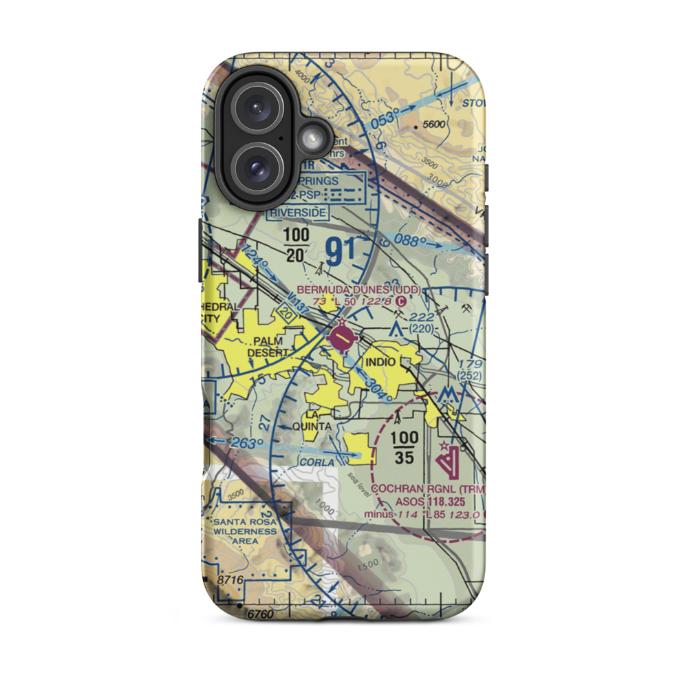 Bermuda Dunes Airport (UDD) VFR Sectional  Tough iPhone Case iPhone 16 Plus model shown
