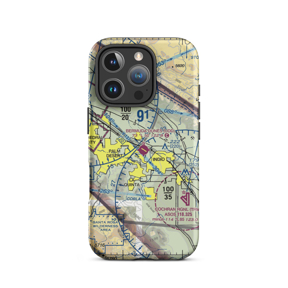 Bermuda Dunes Airport (UDD) VFR Sectional  Tough iPhone Case iPhone 16 Pro model shown