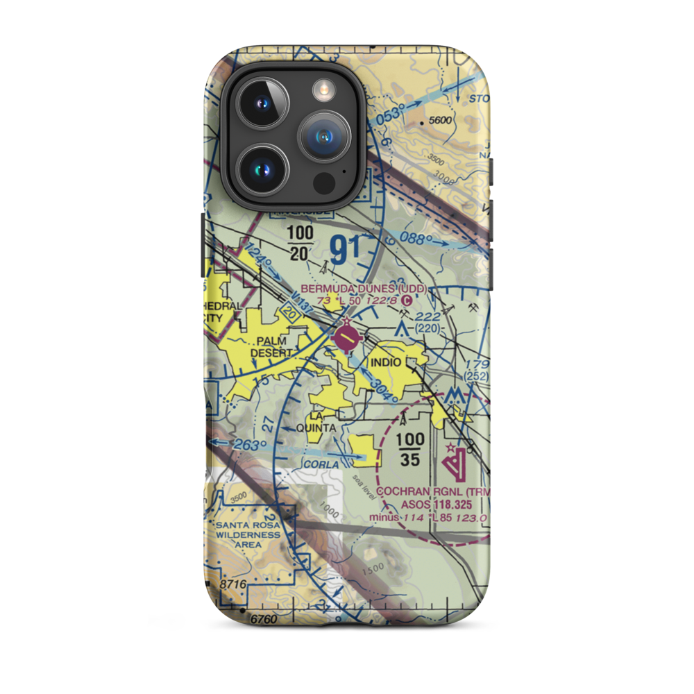 Bermuda Dunes Airport (UDD) VFR Sectional  Tough iPhone Case iPhone 16 Pro Max model shown