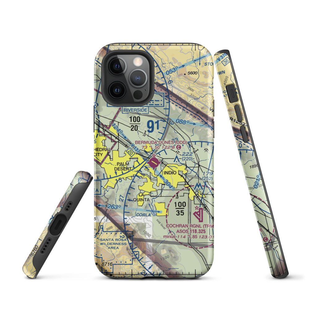 Bermuda Dunes Airport (UDD) VFR Sectional  Tough iPhone Case iPhone 12 Pro model shown