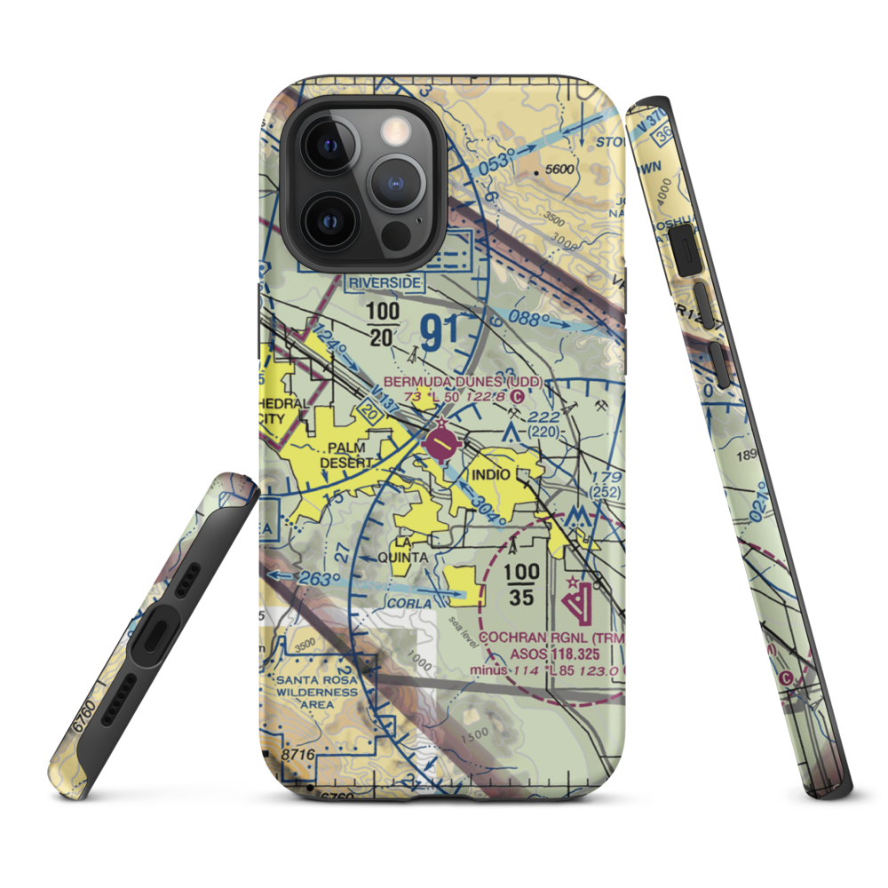 Bermuda Dunes Airport (UDD) VFR Sectional  Tough iPhone Case iPhone 12 Pro Max model shown