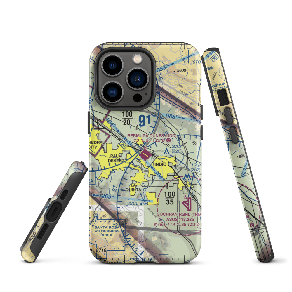 Bermuda Dunes Airport (UDD) VFR Sectional  Tough iPhone Case iPhone 13 Pro model shown
