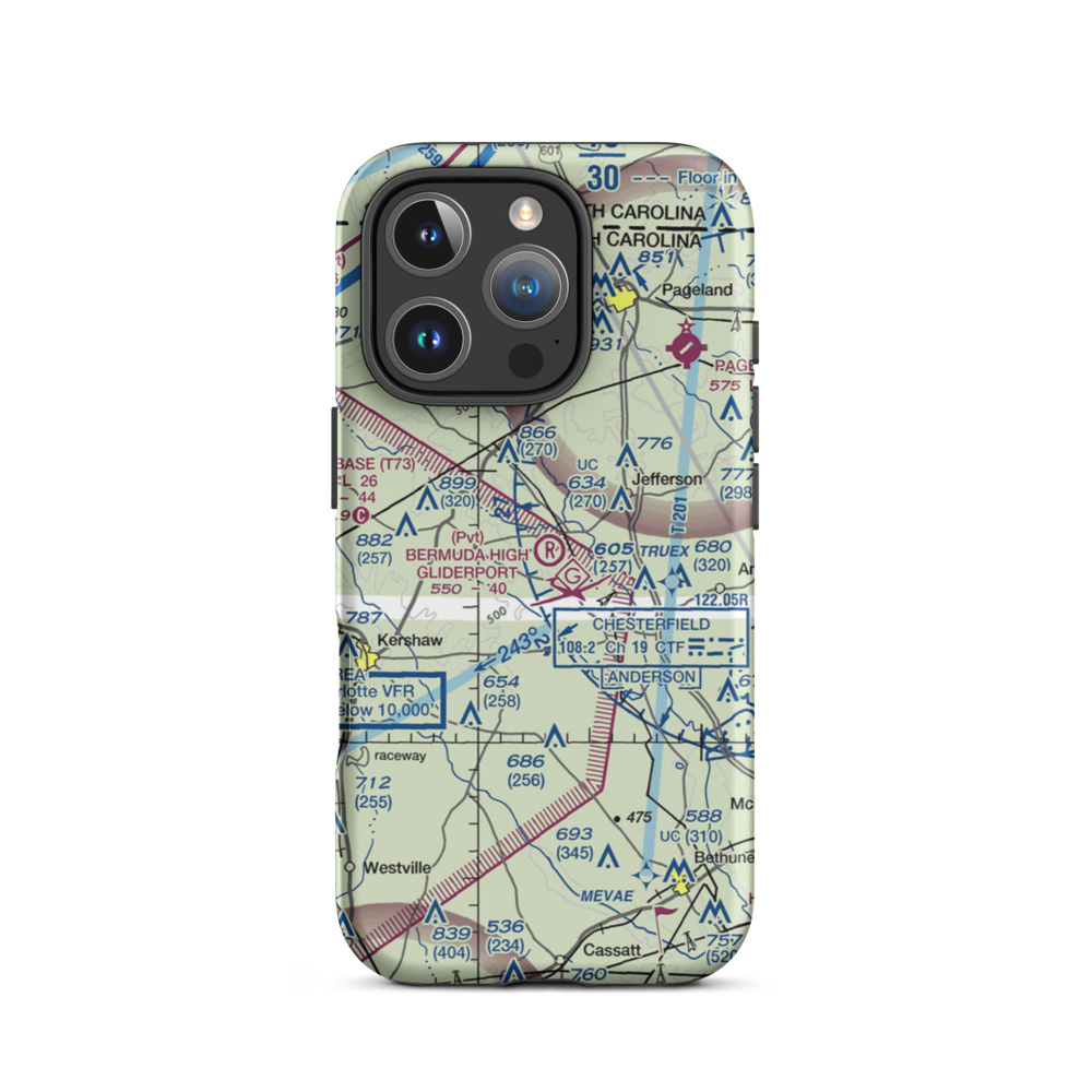 Bermuda High Gliderport (SC79) VFR Sectional  Tough iPhone Case iPhone 16 Pro model shown