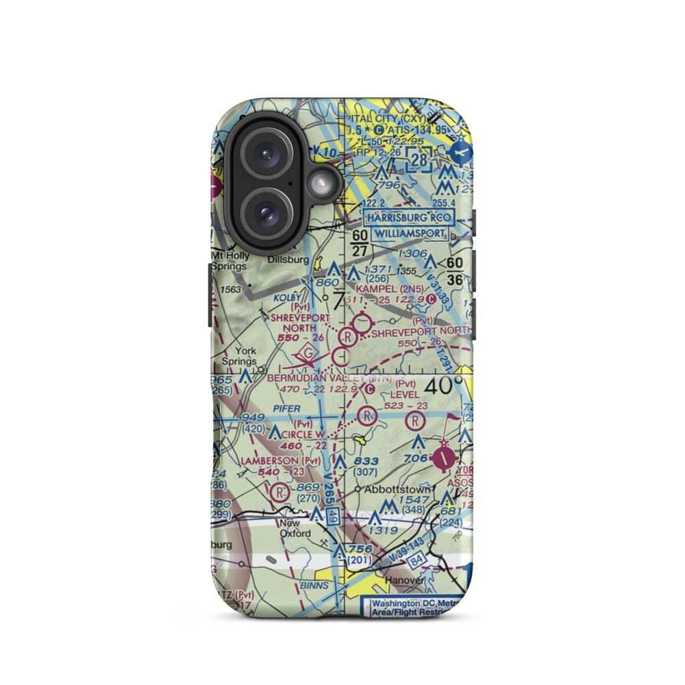 Bermudian Valley Airpark (07N) VFR Sectional  Tough iPhone Case iPhone 16 model shown