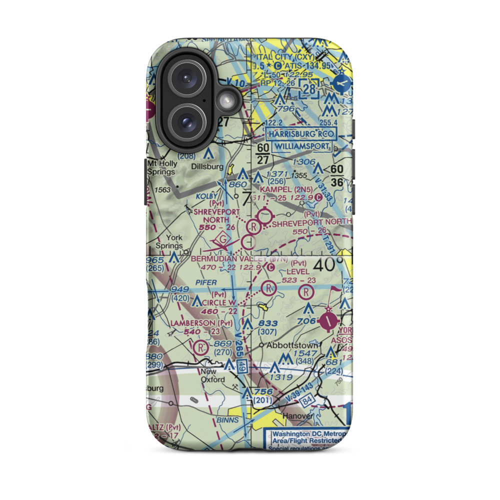 Bermudian Valley Airpark (07N) VFR Sectional  Tough iPhone Case iPhone 16 Plus model shown