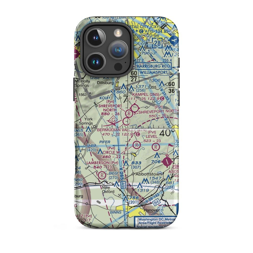 Bermudian Valley Airpark (07N) VFR Sectional  Tough iPhone Case iPhone 16 Pro Max model shown