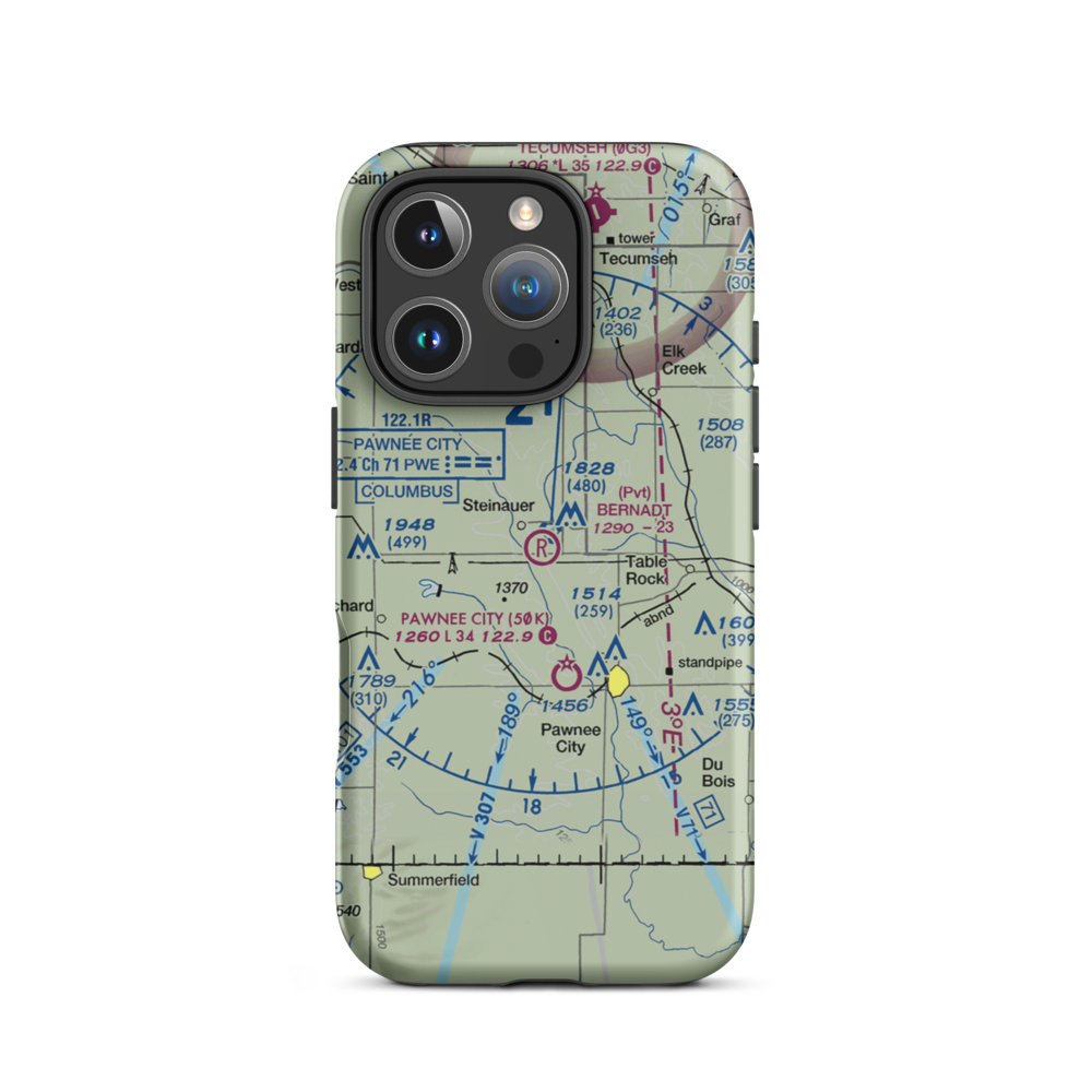 Bernadt Airport (NE20) VFR Sectional  Tough iPhone Case iPhone 16 Pro model shown